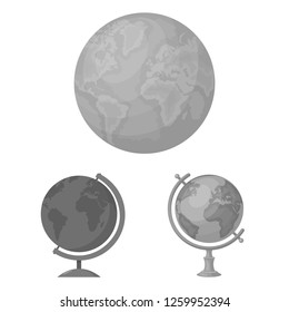 Vector illustration of globe and world icon. Collection of globe and earth stock vector illustration.