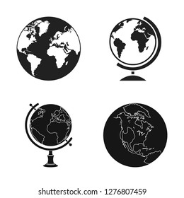 Vector illustration of globe and world logo. Collection of globe and earth stock symbol for web.