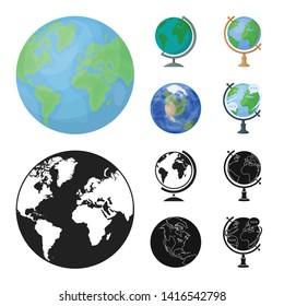 Vector illustration of globe and world sign. Set of globe and earth stock vector illustration.