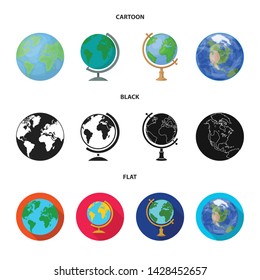 Vector illustration of globe and world sign. Set of globe and earth stock vector illustration.
