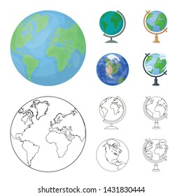 Vector illustration of globe and world sign. Collection of globe and earth stock vector illustration.