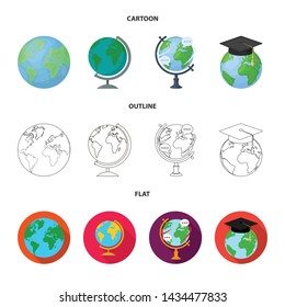 Vector illustration of globe and world symbol. Set of globe and earth stock vector illustration.
