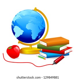 vector illustration of Globe,book and apple
