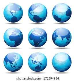 Vector Set Earth Globes Stock Vector Royalty Free Shutterstock