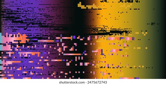 Ilustración vectorial de alteraciones visuales lúgubres con el efecto de hemorragia a contraluz y ruidos visuales.