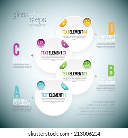 Vector illustration of gloss white step infographic elements.