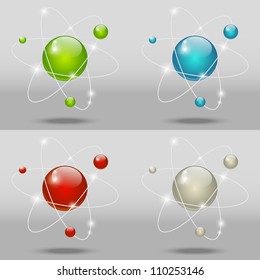 Vector illustration of glossy atomic model