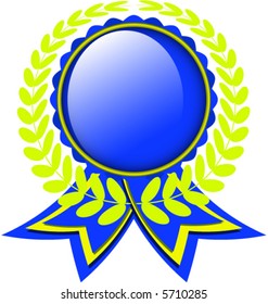 Vector illustration of glossy award ribbon with wreath