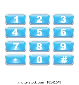 Vector illustration of a glossy blue number keypad. For jpeg version, please see my portfolio.