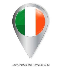 Vector illustration. Glossy button with highlights and shadows. Geographic location icon. Flag of Ireland. User interface element. Set of souvenir countries.