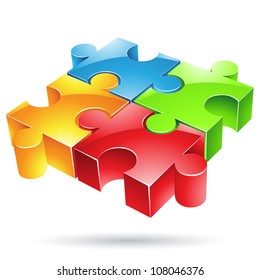 Vector illustration of glossy colorful jigsaw puzzle