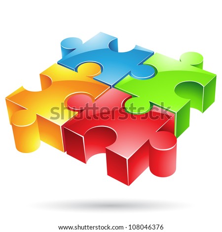 Vector illustration of glossy colorful jigsaw puzzle