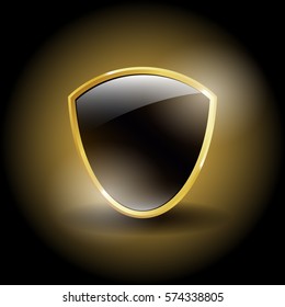 Vector Illustration of Glossy Label / Banner / Frame with Golden Border Icon
