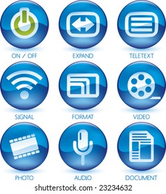 Vector illustration of glossy media icon set (2 of 4).
