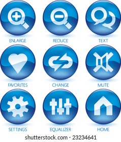Vector illustration of glossy media icon set (3 of 4).