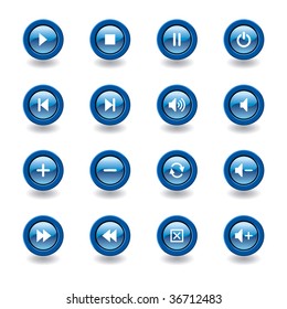 vector illustration of glossy media player icons and symbols