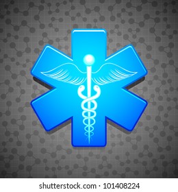 vector illustration of glossy medical symbol on abstract medical background