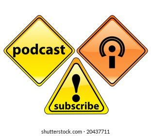 Vector illustration. Glossy pack of warning signs isolated on a white background. COMMUNICATION 2.0