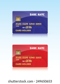 Vector illustration of glossy and red credit card
