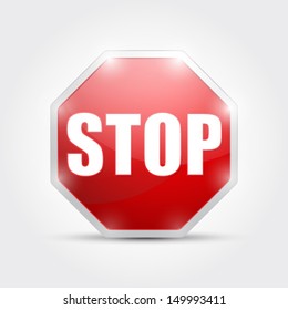 Vector illustration of glossy stop sign