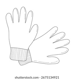 Vector illustration of a glove in simple black outline style. Perfect for design projects, icons, patterns, packaging, sewing, clothing, and safety themes.