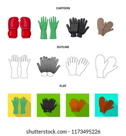 Vector illustration of glove and winter icon. Set of glove and equipment vector icon for stock.