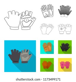 Vector illustration of glove and winter icon. Set of glove and equipment vector icon for stock.
