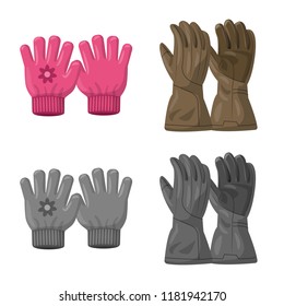 Vector illustration of glove and winter icon. Set of glove and equipment stock symbol for web.