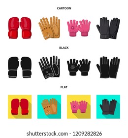 Vector illustration of glove and winter icon. Set of glove and equipment stock symbol for web.