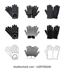 Vector illustration of glove and winter icon. Set of glove and equipment stock symbol for web.