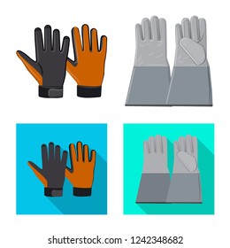Vector illustration of glove and winter icon. Collection of glove and equipment vector icon for stock.