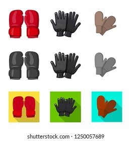 Vector illustration of glove and winter icon. Set of glove and equipment symbol for web.