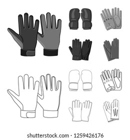 Vector illustration of glove and winter icon. Collection of glove and equipment vector icon for stock.