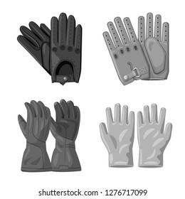Vector illustration of glove and winter icon. Set of glove and equipment stock vector illustration.