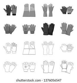 Vector illustration of glove and winter icon. Set of glove and equipment vector icon for stock.