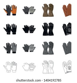 Vector illustration of glove and winter icon. Set of glove and equipment stock symbol for web.