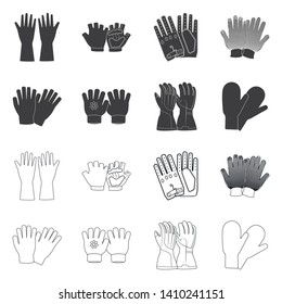 Vector illustration of glove and winter icon. Collection of glove and equipment vector icon for stock.