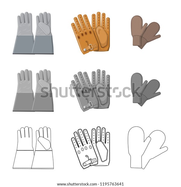Vector illustration of glove and\
winter icon. Set of glove and equipment vector icon for\
stock.
