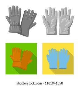 Vector illustration of glove and winter logo. Collection of glove and equipment stock vector illustration.