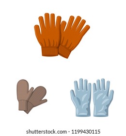 Vector illustration of glove and winter logo. Set of glove and equipment vector icon for stock.