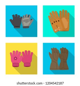 Vector illustration of glove and winter logo. Set of glove and equipment vector icon for stock.