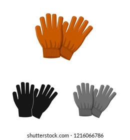 Vector illustration of glove and winter logo. Collection of glove and equipment stock vector illustration.