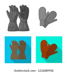 Vector illustration of glove and winter logo. Collection of glove and equipment stock symbol for web.
