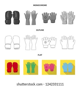 Vector illustration of glove and winter logo. Set of glove and equipment vector icon for stock.