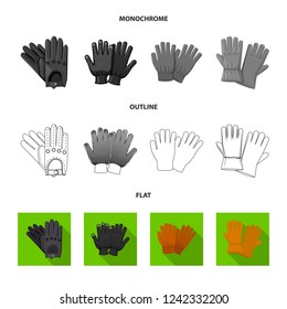 Vector illustration of glove and winter logo. Collection of glove and equipment stock vector illustration.