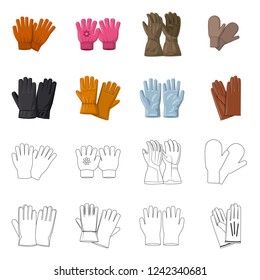 Vector illustration of glove and winter logo. Set of glove and equipment stock symbol for web.