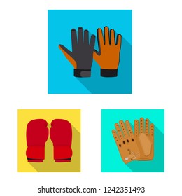 Vector illustration of glove and winter logo. Set of glove and equipment vector icon for stock.