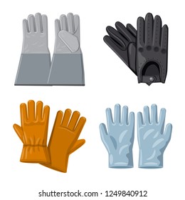 Vector illustration of glove and winter logo. Set of glove and equipment stock symbol for web.