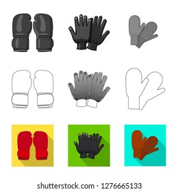 Vector illustration of glove and winter logo. Collection of glove and equipment stock vector illustration.