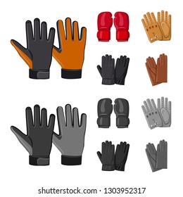 Vector illustration of glove and winter logo. Set of glove and equipment vector icon for stock.